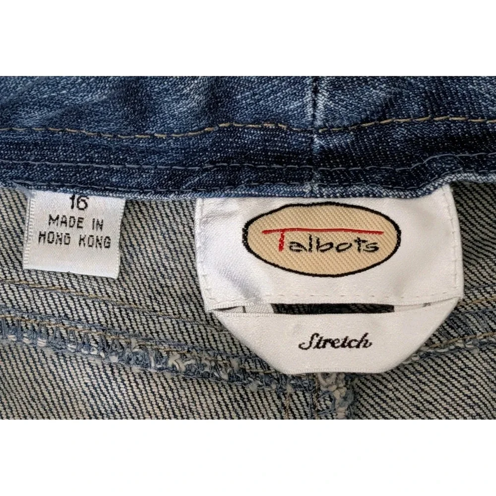 Talbots Straight Leg Jeans Womens 16 Blue‎ Stretch Beaded Embroidered Casual